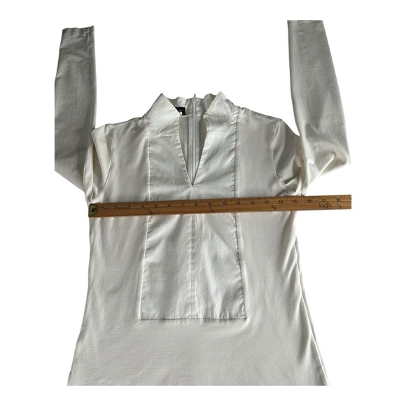 Akris Punto Ivory Cream Size 8 Long 1/2‎ Zip Back Stretch Sleeve Sweater Top - Picture 7 of 14